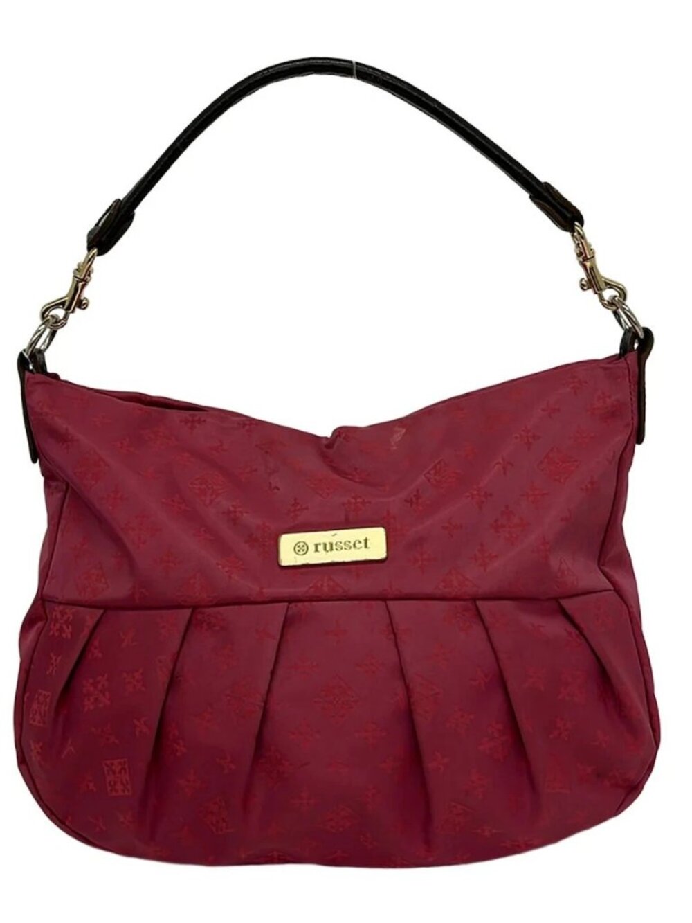 russet Bordeaux Nylon Leather Shoulder Bag